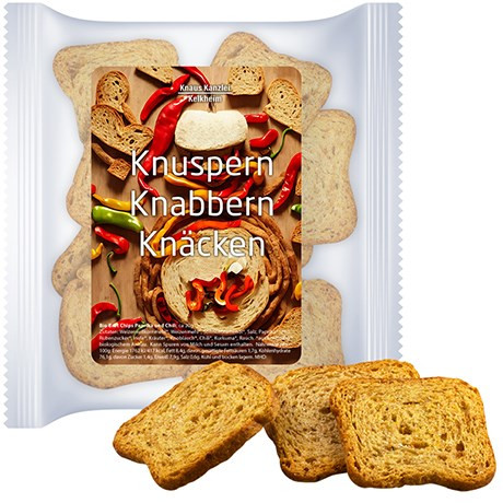 Brot Chips Paprika und Chili, ca. 20g, Express Maxi-XL-Tüte mit Etikett